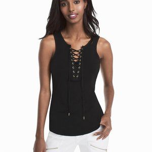 *3 for $25* WHBM Black Miami Lace-Up Tank Top